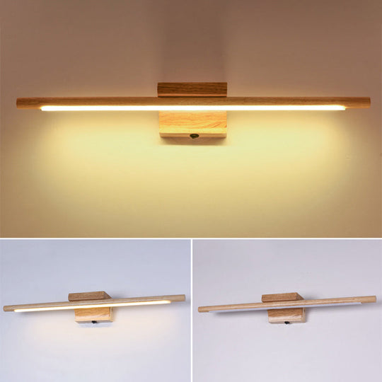 Simplistic Wooden Led Wall Mounted Vanity Light Fixtures For Bathrooms