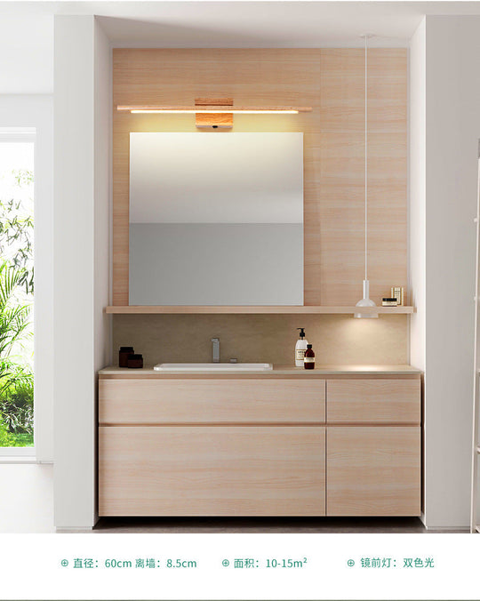 Simplistic Wooden Led Wall Mounted Vanity Light Fixtures For Bathrooms