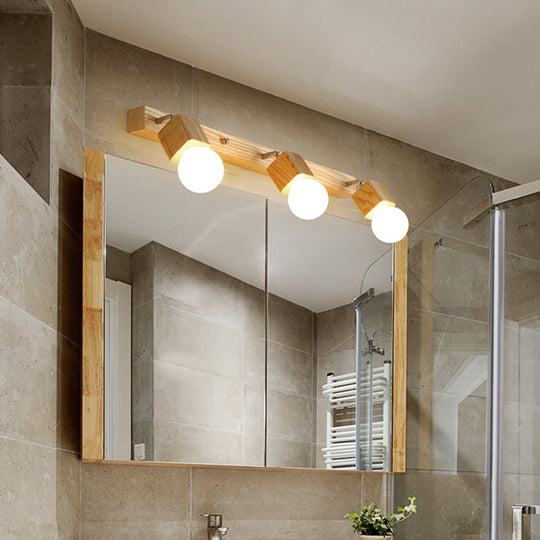 Adjustable Wooden Vanity Mirror Light: Modern Sconce For Bathroom