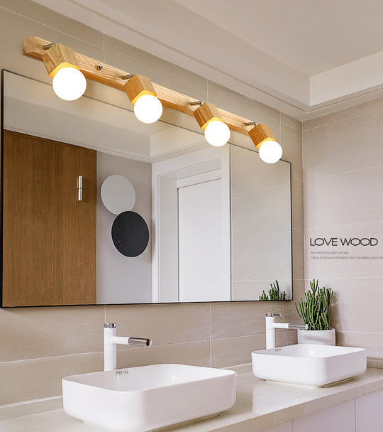 Adjustable Wooden Vanity Mirror Light: Modern Sconce For Bathroom