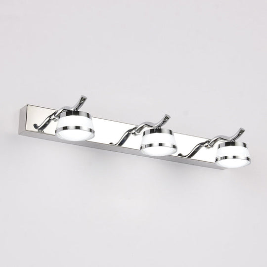 Led Crystal Vanity Mirror Lights - Modern Stainless Steel Bathroom Sconce 3 / Stainless-Steel White