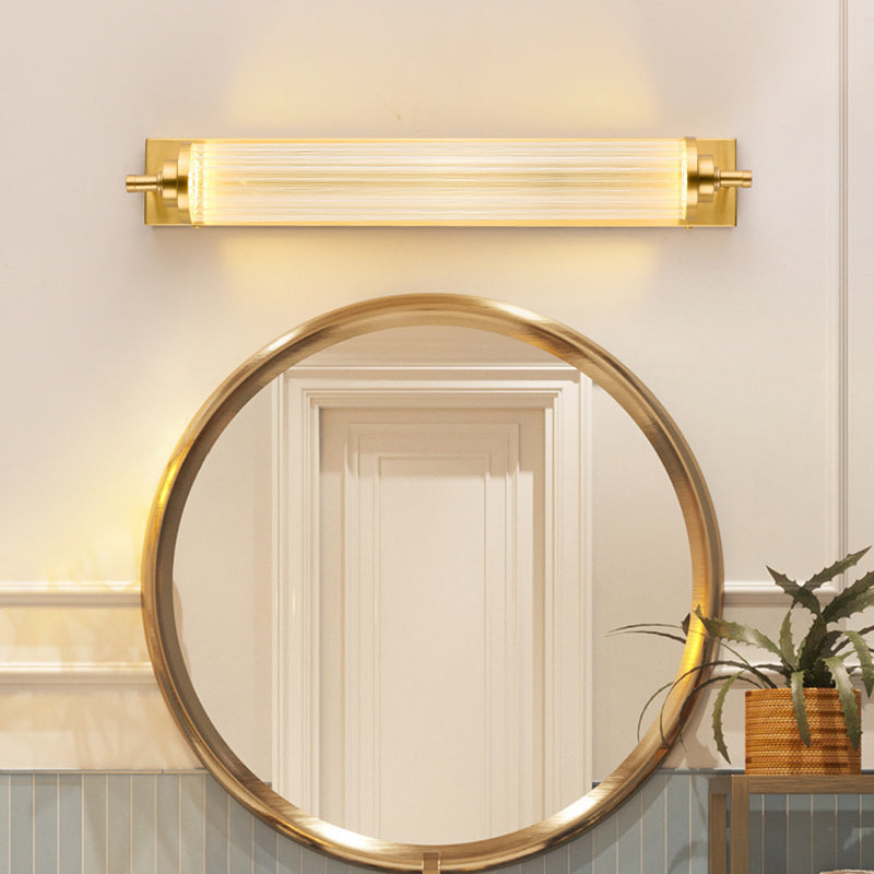 Modern Gold Metal Led Crystal Vanity Sconce - Wall Mounted Mirror Front For Bath