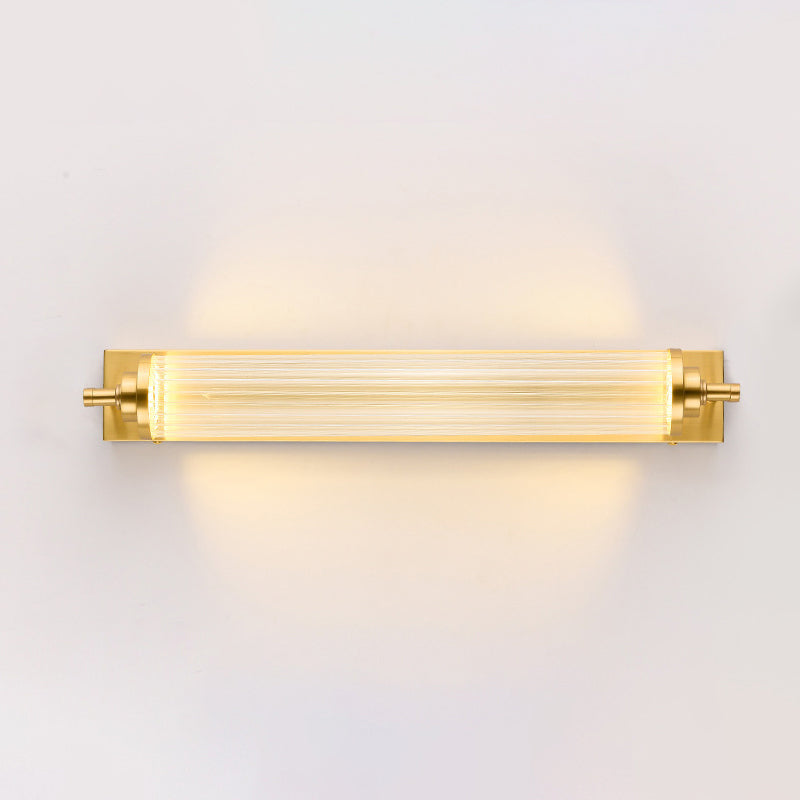 Modern Gold Metal Led Crystal Vanity Sconce - Wall Mounted Mirror Front For Bath Brass / 21.5
