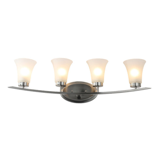 Opal White Glass Wall Sconces - 4 American Simplicity Lights For Bathroom Vanity