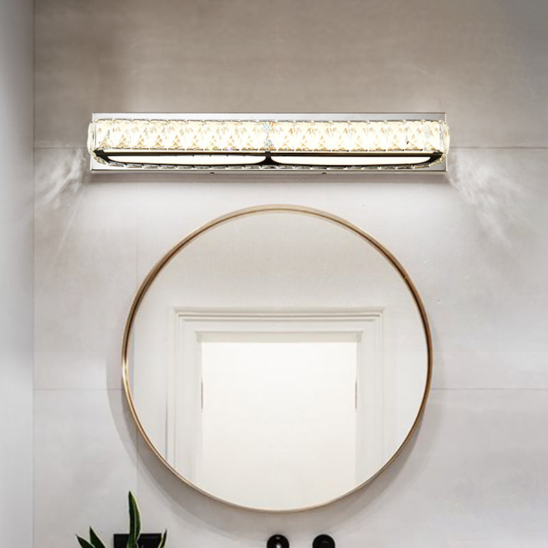 Stainless Steel Bathroom Vanity Sconces With Crystal Embedded Mirror Lights