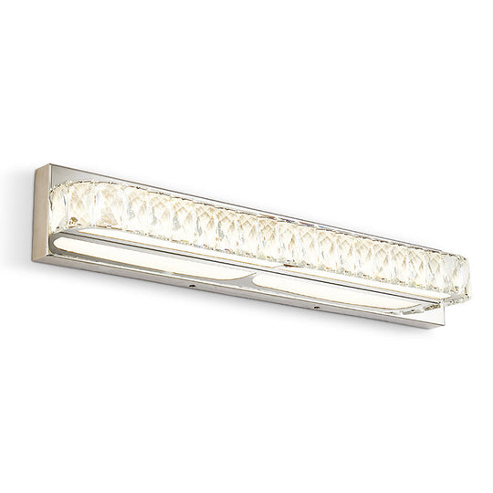 Stainless Steel Bathroom Vanity Sconces With Crystal Embedded Mirror Lights Silver