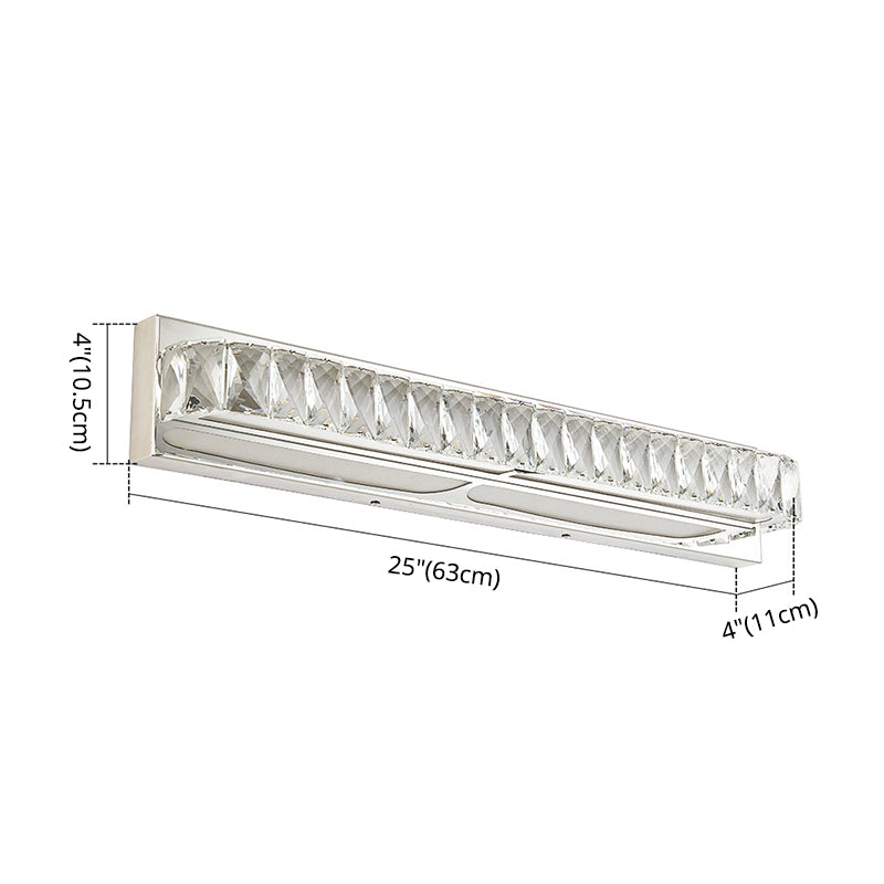 Stainless Steel Bathroom Vanity Sconces With Crystal Embedded Mirror Lights