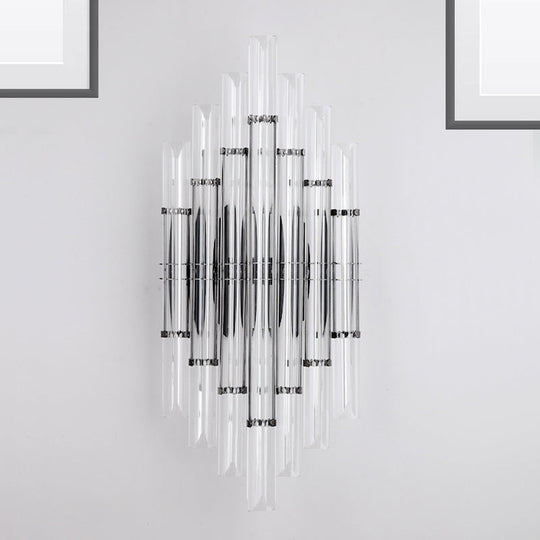 Modernist Tubular Wall Lighting With Clear Crystal 2 Lights Chrome Finish - Living Room Fixture