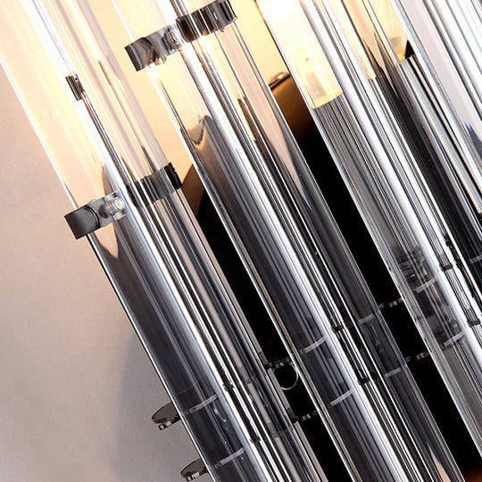 Modernist Tubular Wall Lighting With Clear Crystal 2 Lights Chrome Finish - Living Room Fixture