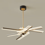 Modern Acrylic Led Chandelier: Rectangular Panel Hanging Light Fixture Black For Living Room 8 /