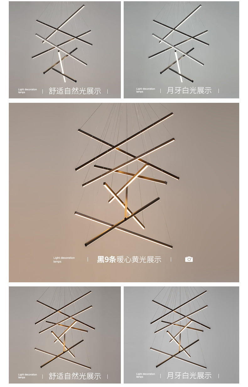 Minimalist Black Led Chandelier: Stylish Metal Suspension Lamp For Lobby