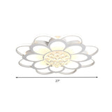 Warm/White/3 Color Led Crystal Flush Light - Simple White Floral Living Room Mount Lamp Multiple