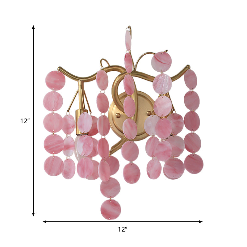 Modern Branch Design Bedroom Wall Lamp - Blue/Pink Glass 2 Lights Open Bulb