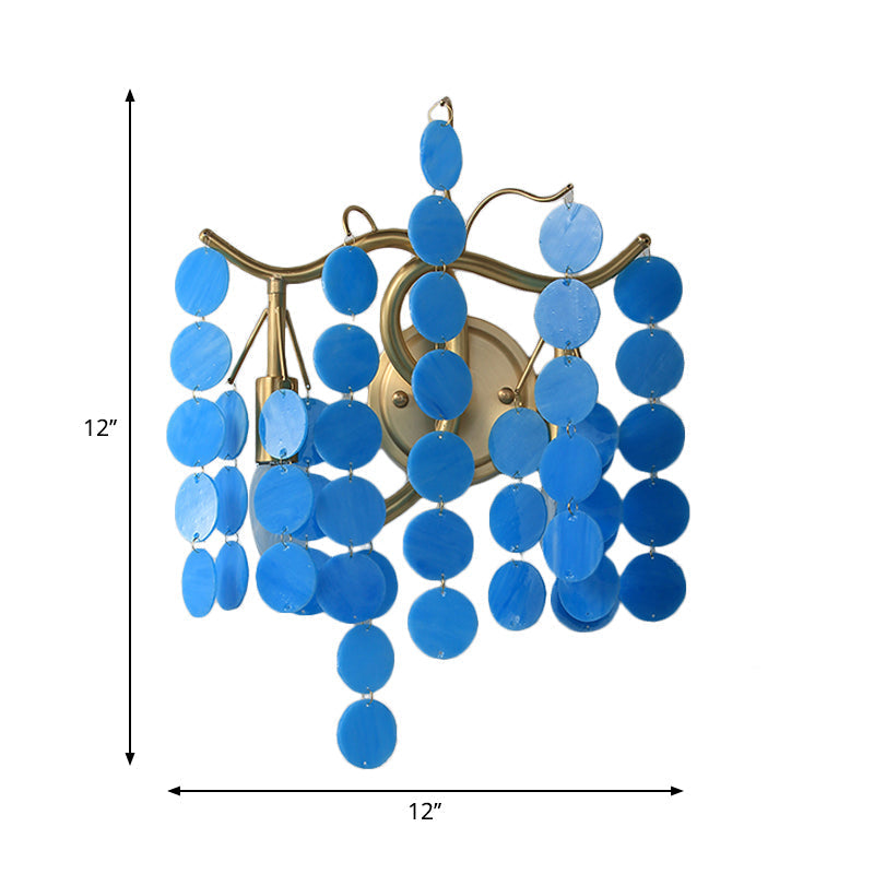 Modern Branch Design Bedroom Wall Lamp - Blue/Pink Glass 2 Lights Open Bulb