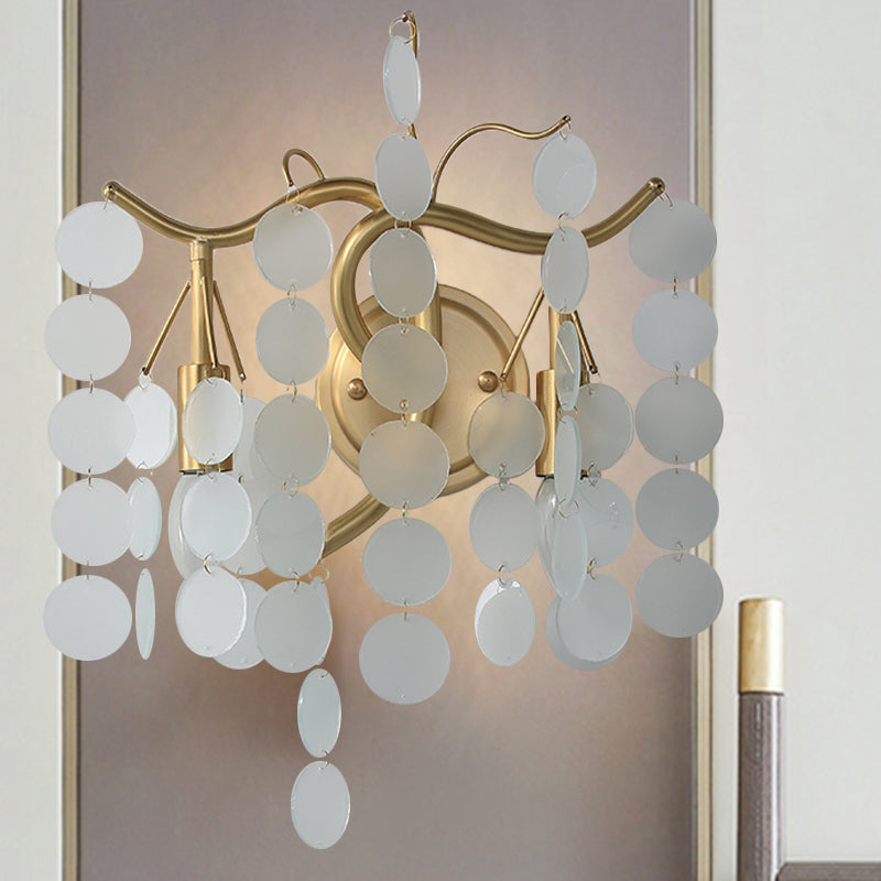 Modern Branch Design Bedroom Wall Lamp - Blue/Pink Glass 2 Lights Open Bulb White