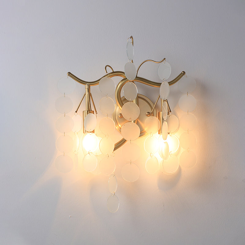 Modern Branch Design Bedroom Wall Lamp - Blue/Pink Glass 2 Lights Open Bulb