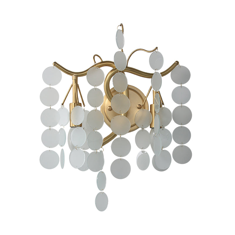 Modern Branch Design Bedroom Wall Lamp - Blue/Pink Glass 2 Lights Open Bulb