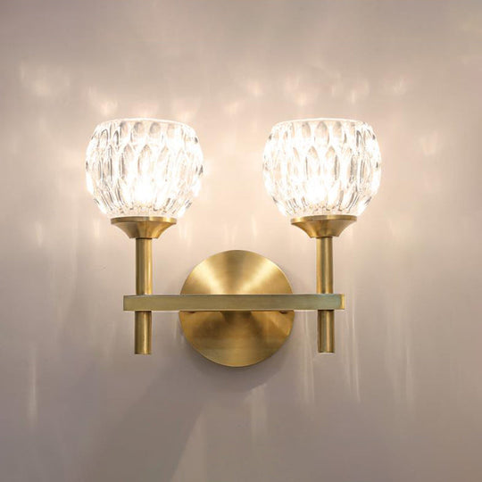 Modern Black And Gold Wall Light With Clear Dimpled Glass For Living Room 2 /