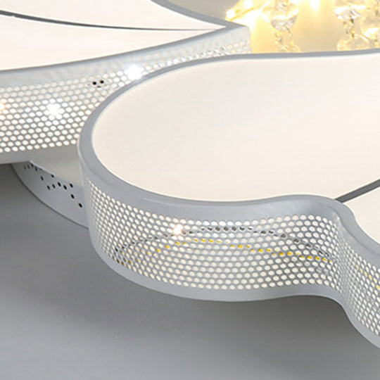 Led Flower-Shaped Flush Light Fixture In White Crystal - 20.5/24.5/28.5 Width Simple Mounting Ideal