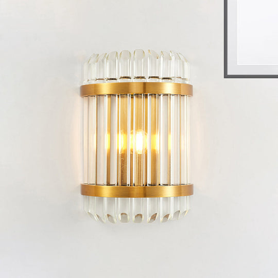 Modern Golden Wall Sconce With Crystal Shade Bedside Mount Light (12/21.5 W)