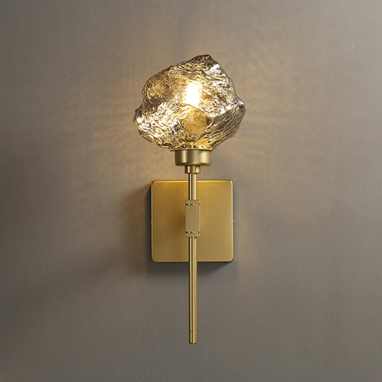 Irregular Shade Wall Sconce - Modern Indoor Light Fixture With Amber/Smoke Gray Glass 1 Head Lamp