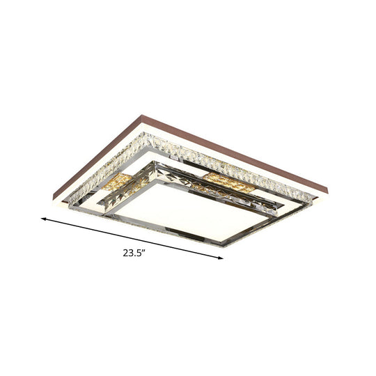 Simple Crystal Flush Mount Lamp: Led Ceiling Fixture In White