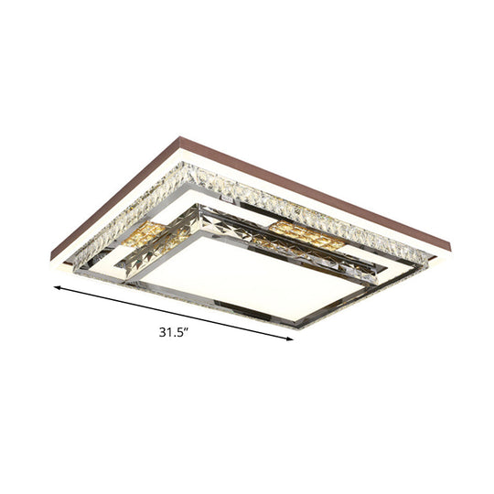 Simple Crystal Flush Mount Lamp: Led Ceiling Fixture In White