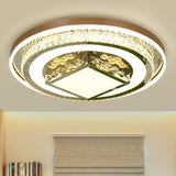 Simple Crystal Flush Mount Lamp: Led Ceiling Fixture In White / 23.5 Round