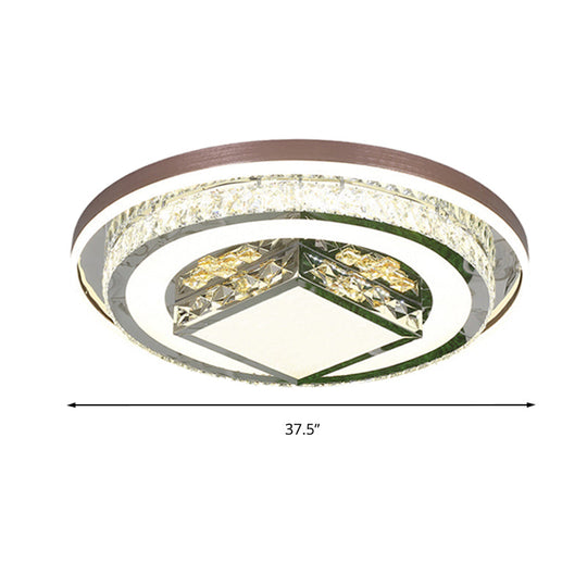 Simple Crystal Flush Mount Lamp: Led Ceiling Fixture In White
