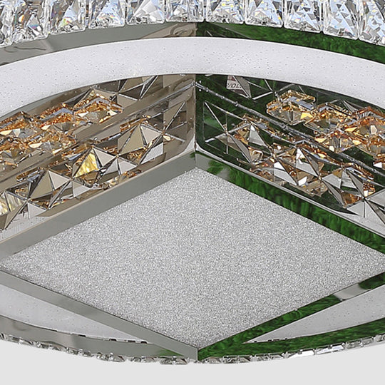 Simple Crystal Flush Mount Lamp: Led Ceiling Fixture In White