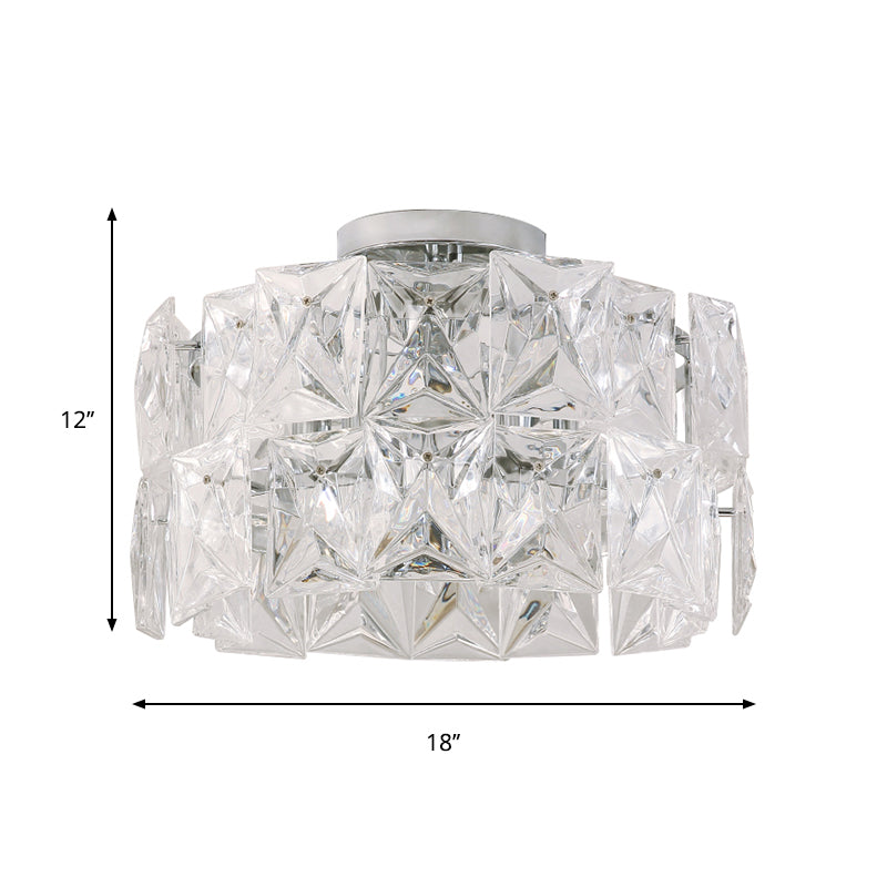 6 - Light Clear Crystal Cubic Ceiling Flush Mount For Bedroom Simplicity