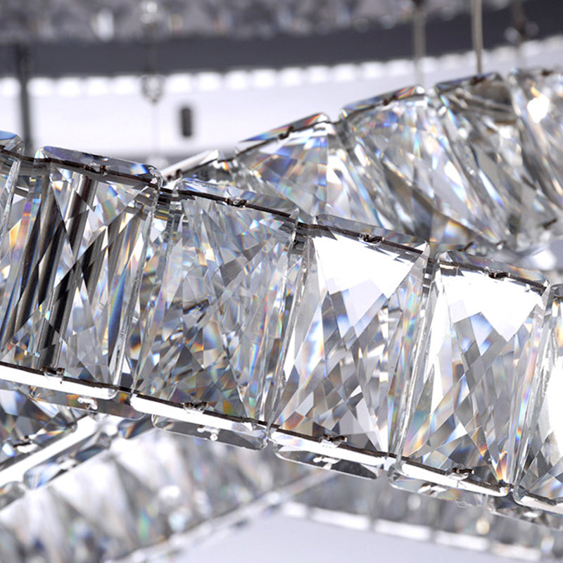 Modern Led Crystal Flush Mount Ceiling Lamp In Chrome - 23.5’/31.5’ Wide Ring Ideal For Living Room