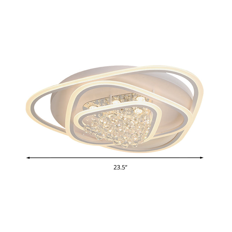 Led Triangle Crystal Ceiling Lamp - Simple & Stylish Flush Mount Fixture In Warm/White Light (3