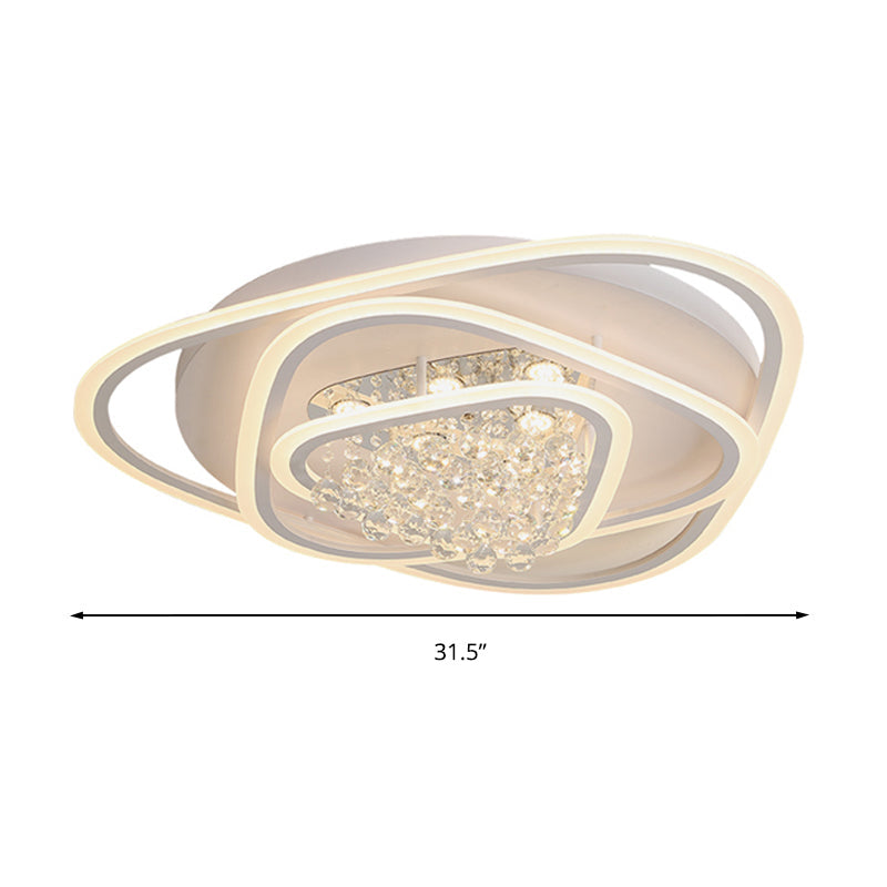 Led Triangle Crystal Ceiling Lamp - Simple & Stylish Flush Mount Fixture In Warm/White Light (3