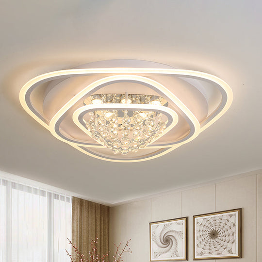 Led Triangle Crystal Ceiling Lamp - Simple & Stylish Flush Mount Fixture In Warm/White Light (3