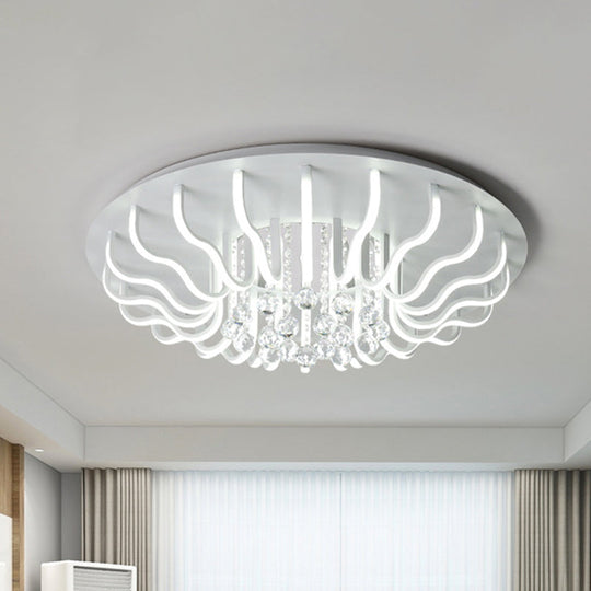 Curved Acrylic Flush Mount Led Ceiling Lamp In White: Simple Modern Design (27’/31.5’ W