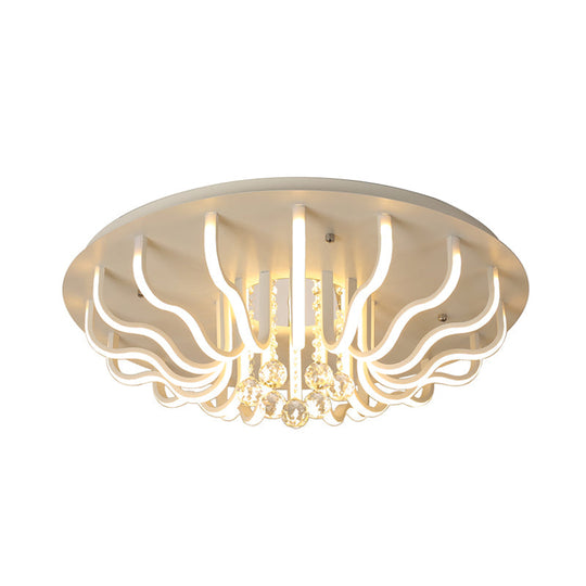 Curved Acrylic Flush Mount Led Ceiling Lamp In White: Simple Modern Design (27’/31.5’ W