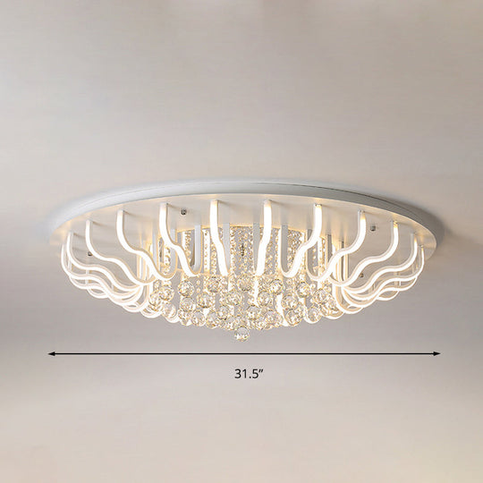 Curved Acrylic Flush Mount Led Ceiling Lamp In White: Simple Modern Design (27/31.5 W Warm/White