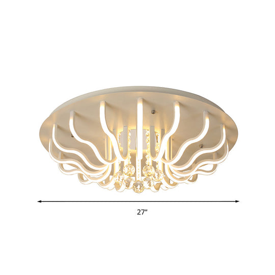 Curved Acrylic Flush Mount Led Ceiling Lamp In White: Simple Modern Design (27/31.5 W Warm/White