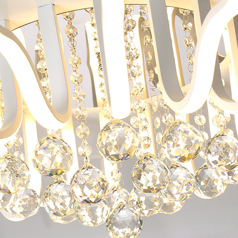 Curved Acrylic Flush Mount Led Ceiling Lamp In White: Simple Modern Design (27/31.5 W Warm/White