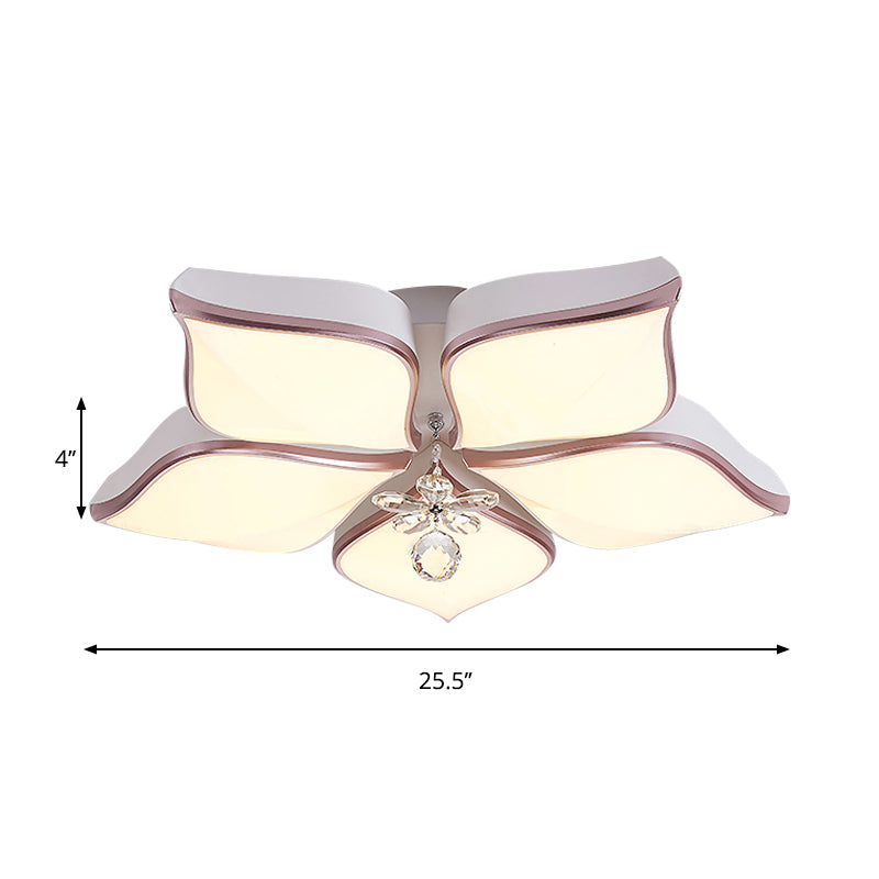Modern 24.5’/25.5’ Flush Mount Led Light With Clear Crystal Accent In Warm/White Petal Design