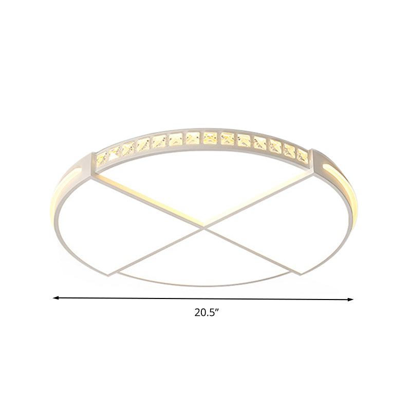 16.5/20.5 Simple Round Led Flush Mount Lamp - White Ceiling Light Fixture For Bedroom Warm/White