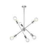 Sputnik Hanging Chandelier - Industrial Metal Pendant Light With 6/8/10 Bulbs In Brass/Chrome For