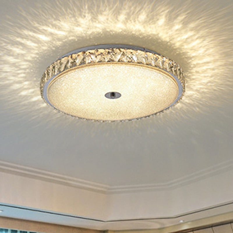 Modern Crystal Led Flush Mount Lamp - 14’/23.5’/31.5’ Round Bedroom Ceiling Light With Chrome Finish