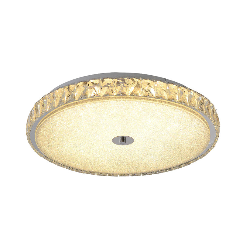 Modern Crystal Led Flush Mount Lamp - 14’/23.5’/31.5’ Round Bedroom Ceiling Light With Chrome Finish