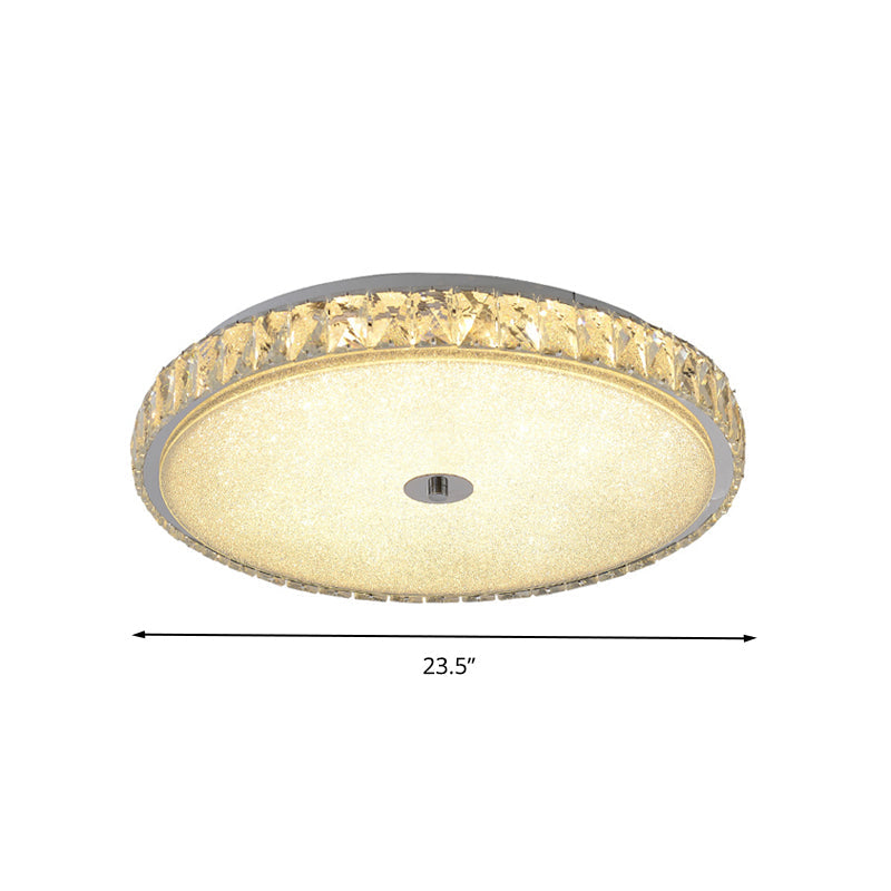 Modern Crystal Led Flush Mount Lamp - 14’/23.5’/31.5’ Round Bedroom Ceiling Light With Chrome Finish