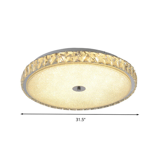 Modern Crystal Led Flush Mount Lamp - 14’/23.5’/31.5’ Round Bedroom Ceiling Light With Chrome Finish
