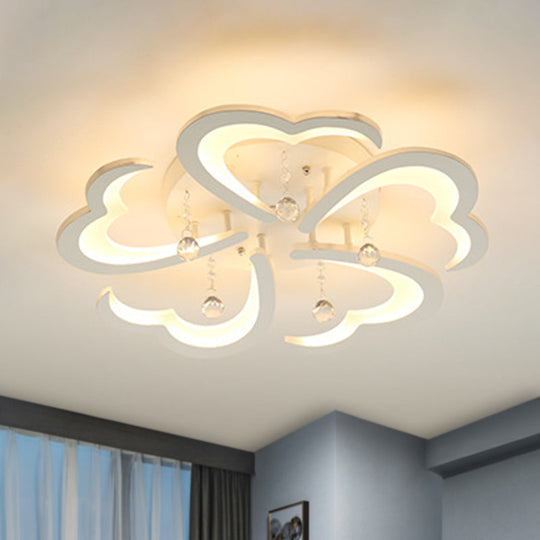 Heart-Shaped Acrylic Flush Mount Light Fixture With 5/15 Lights In Warm/White/3 Color For Living