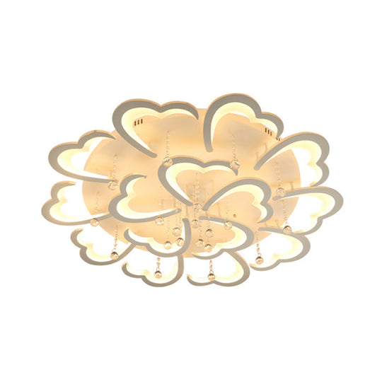 Heart - Shaped Acrylic Flush Mount Light Fixture With 5/15 Lights In Warm/White/3 Color For Living