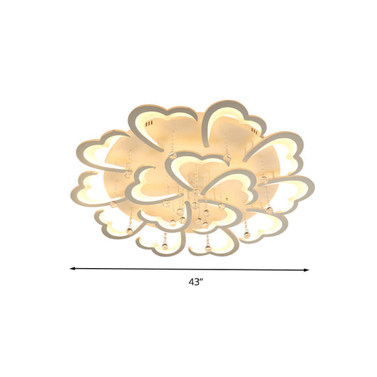 Heart - Shaped Acrylic Flush Mount Light Fixture With 5/15 Lights In Warm/White/3 Color For Living